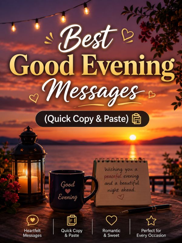 180+ Good Evening Love Messages, Sweet Wishes & Quotes Best Good Evening Messages (Quick Copy & Paste)