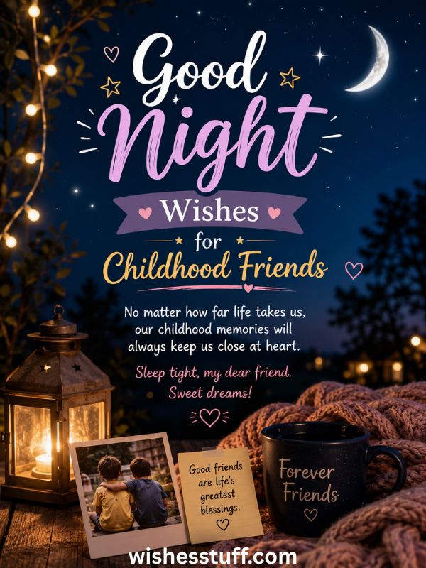 150+ Heartfelt Good Night Wishes for Friends (Best Texts List) Good Night Wishes for Childhood Friends