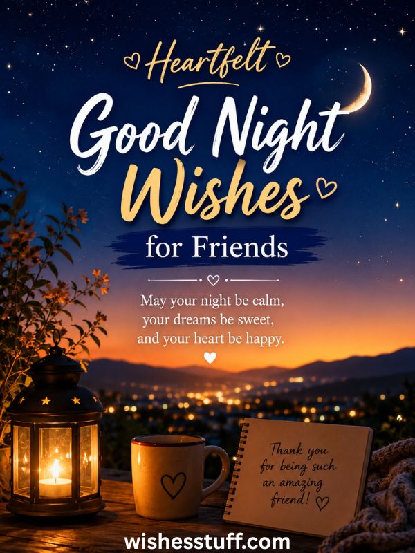 150+ Heartfelt Good Night Wishes for Friends (Best Texts List) Heartfelt Good Night Wishes for Friends