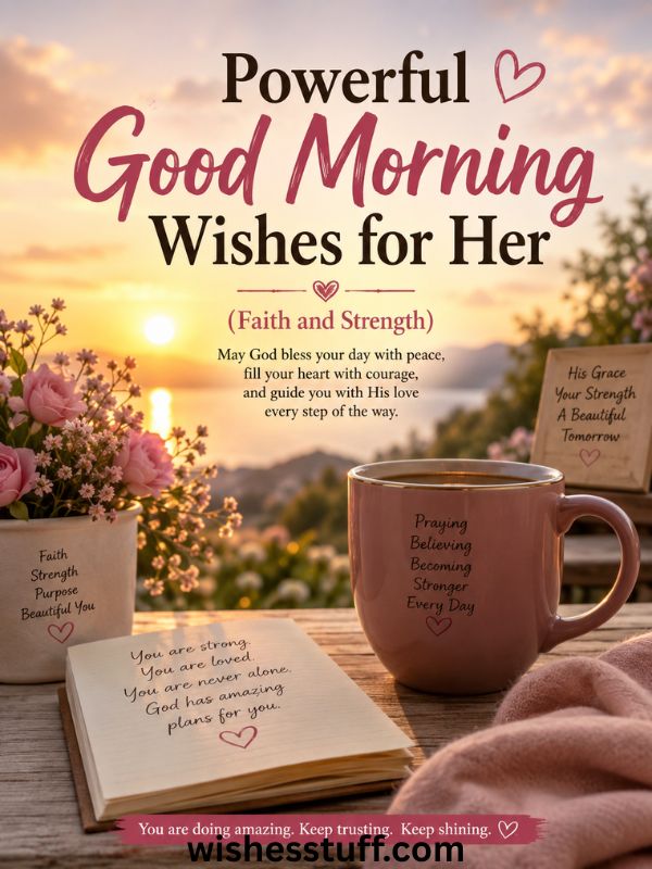 80+ Best Good Morning Wishes for Her – Words of Love, Faith & Peace Powerful Good Morning Wishes for Her (Faith and Strength)