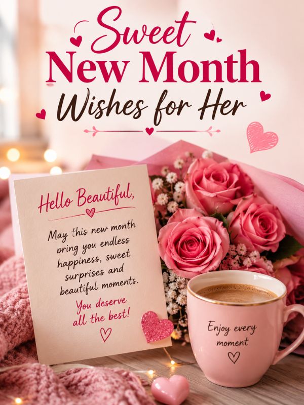 120+ Best New Month Wishes to My Love (Cute & Romantic Texts) Sweet New Month Wishes for Her