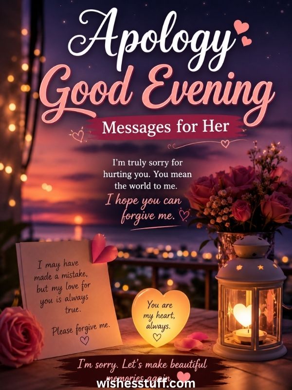 310+ Sweet Good Evening Messages for Her to Feel Loved and Cherished apology good evening messages for her