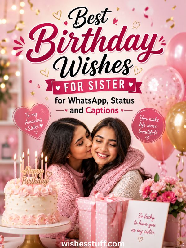 100+ Birthday Wishes for Sister (2026): Short, Funny & Heart Touching Messages Best Birthday Wishes for Sister for WhatsApp, Status and Captions