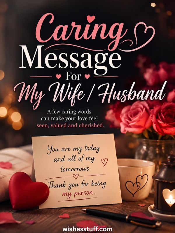 "180+ Best Love and Trust Messages for Wife – Sweet & Romantic Quotes" caring message for my wife husband