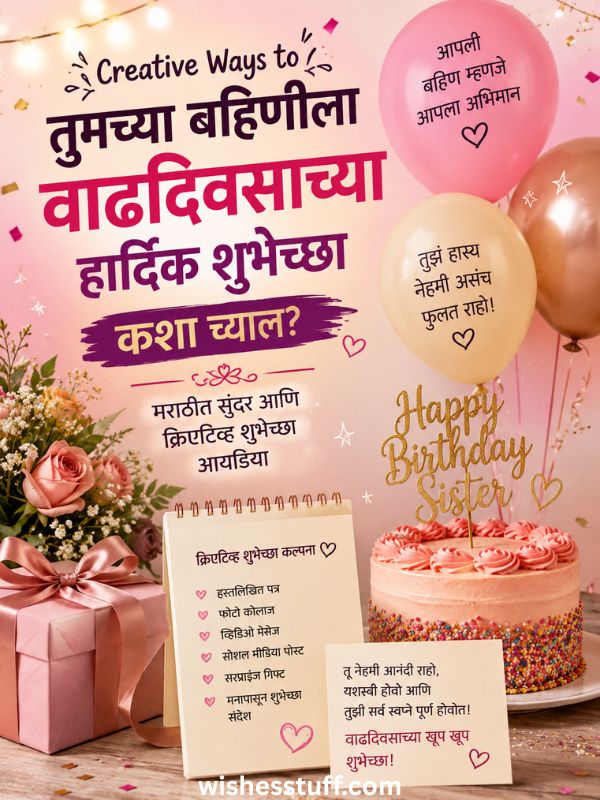 100+ Birthday Wishes for Sister (2026): Short, Funny & Heart Touching Messages Creative Ways to Wish Your Sister a Happy Birthday in Marathi