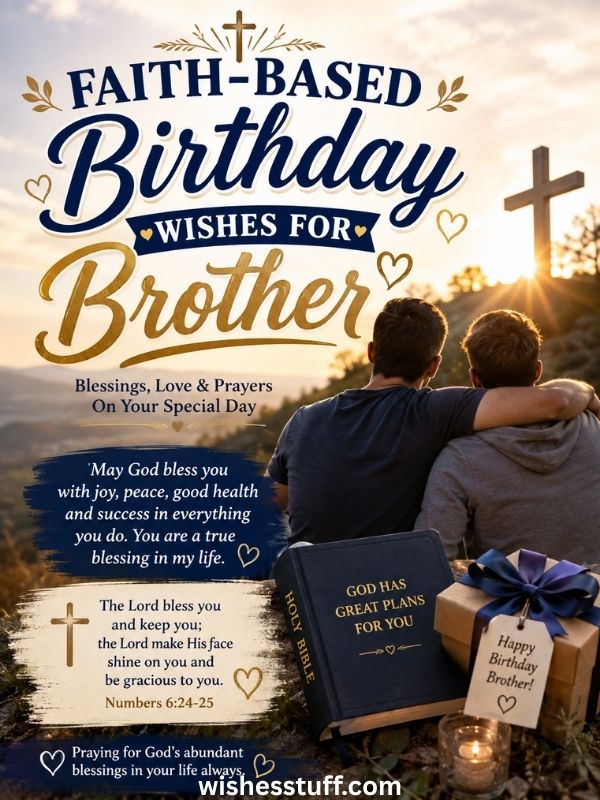 150+ Best Happy Birthday Wishes For Brother, Heart Touching & Blessing Quotes faith based birthday wishes for brother