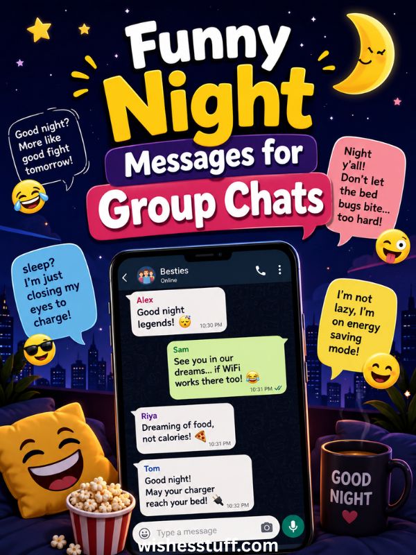funny night messages for group chats