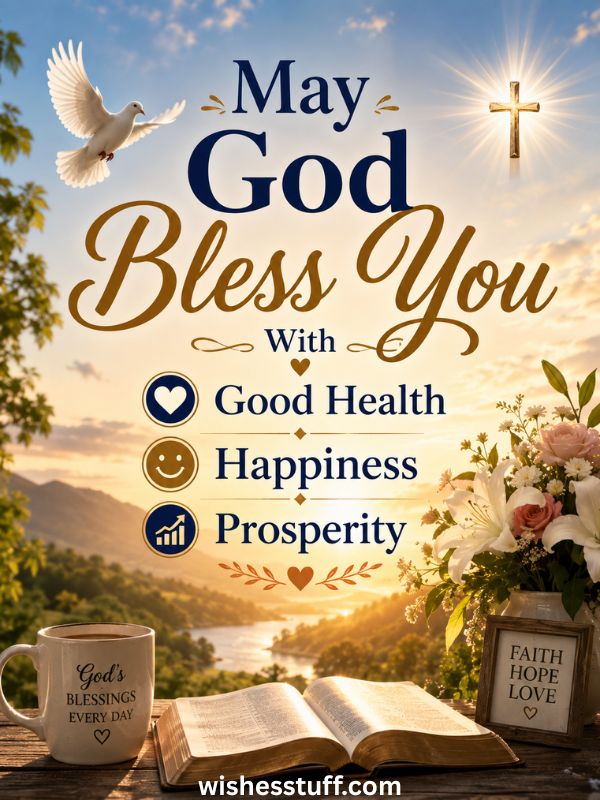 350+ Best Divine "May God Bless You" Wishes & Messages May God Bless You With Good Health, Happiness, and Prosperity