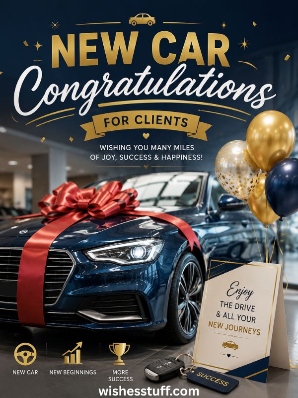 150+ Congratulations Messages & Wishes on New Car (Heartfelt & Funny) new car congratulations for clients