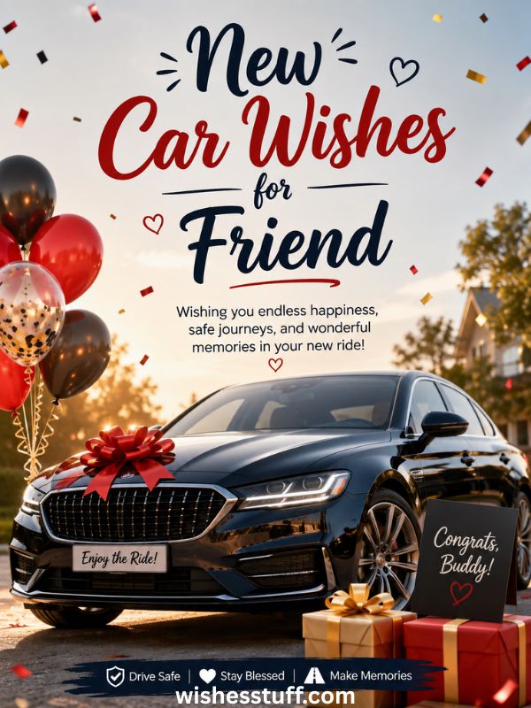 150+ Congratulations Messages & Wishes on New Car (Heartfelt & Funny) new car wishes for friend