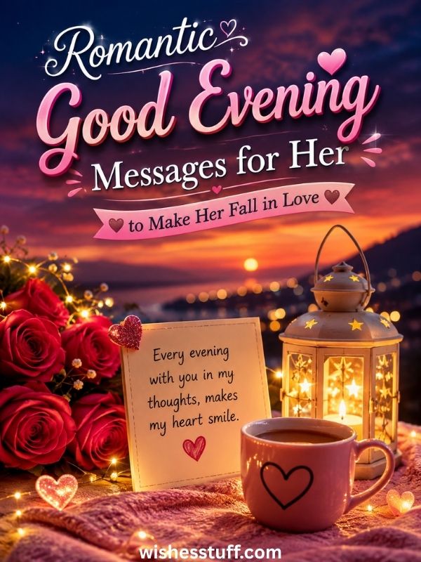 310+ Sweet Good Evening Messages for Her to Feel Loved and Cherished romantic good evening messages for her to make her fall in love