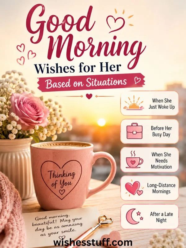 80+ Best Good Morning Wishes for Her – Words of Love, Faith & Peace Good Morning Wishes for Her Based on Situations