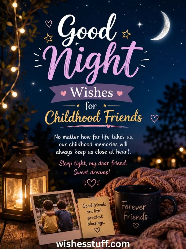 150+ Heartfelt Good Night Wishes for Friends (Best Texts List) Good Night Wishes for Childhood Friends