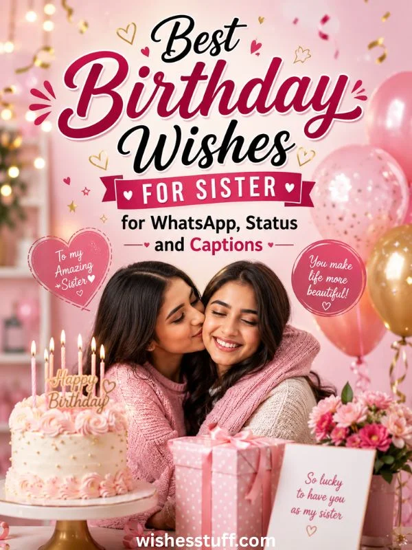 100+ Birthday Wishes for Sister (2026): Short, Funny & Heart Touching Messages Best Birthday Wishes for Sister for WhatsApp, Status and Captions