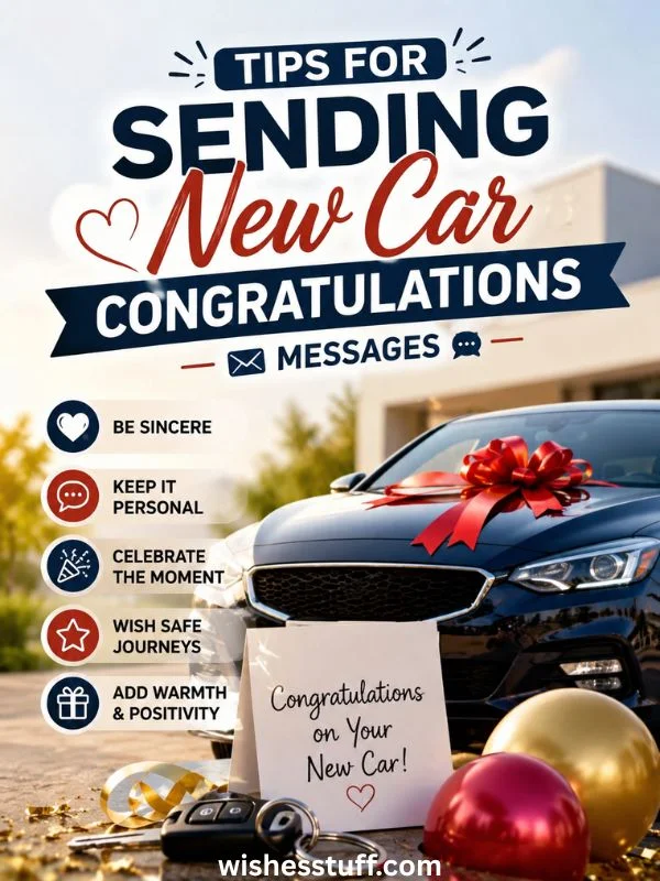 150+ Congratulations Messages & Wishes on New Car (Heartfelt & Funny) tips for sending new car congratulations messages
